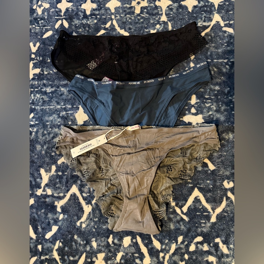 Adore Me Women's Panties Set - Black, Blue, Gray